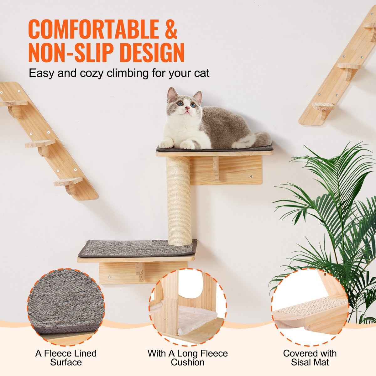 Wall Mounted Cat Shelves Tree With Jumping Boards Nests Hammock Set Of 7