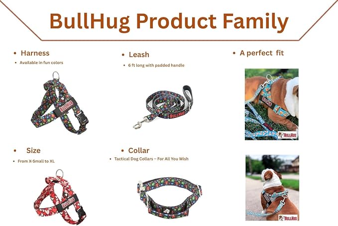 Adjustable Dog Harness– No Pull, No Choke – for English Bulldogs, French Bulldogs, Pugs & Broad-Chested Breeds – Easy, Safe Walks (Donuts, Medium)