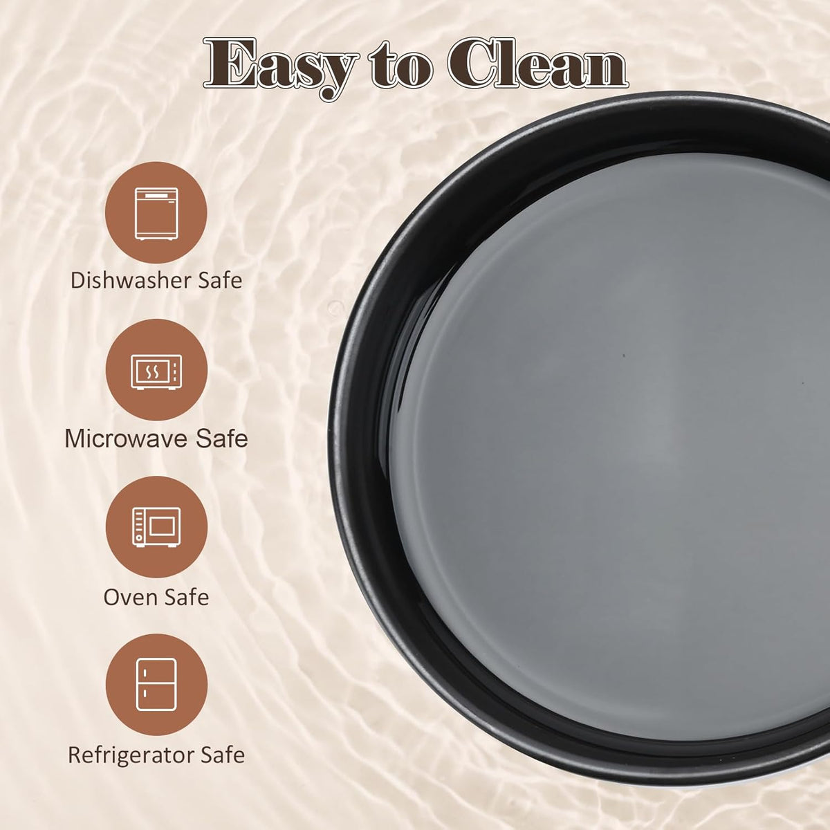 SPUNKYJUNKY Ceramic Dog Bowls with Acacia Wood Stand - Raised Dog Food and Water Bowl Set for Medium Dogs (28.74 OZ, Black)