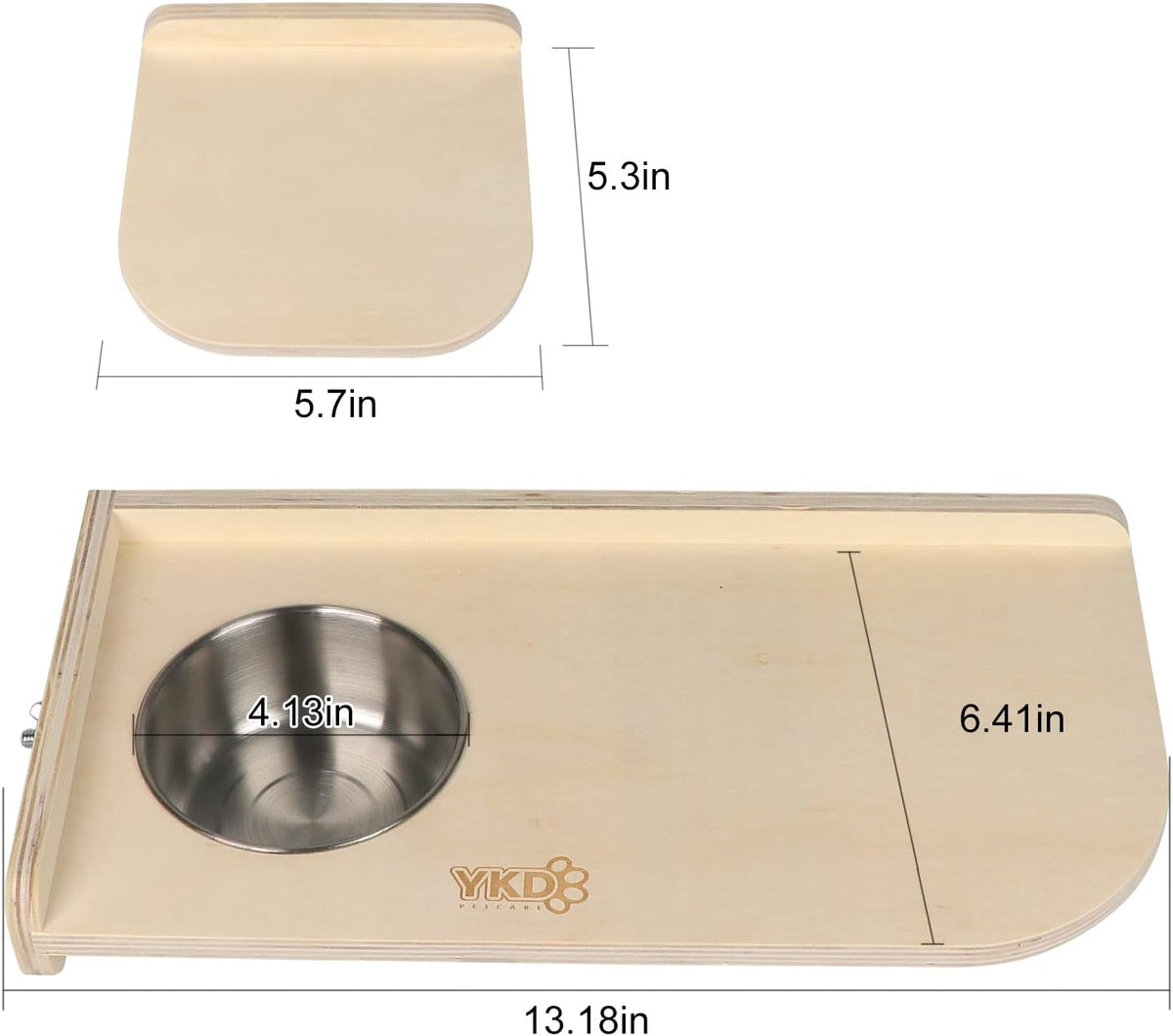 Chinchilla Wooden Platform Set, Pet Cage Platform with Feeding Bowl, Small Animals Cage Accessories for Chinchilla Squirrel Gerbil Suger Glider Hamsters (Feeding Platform + Small Platform)