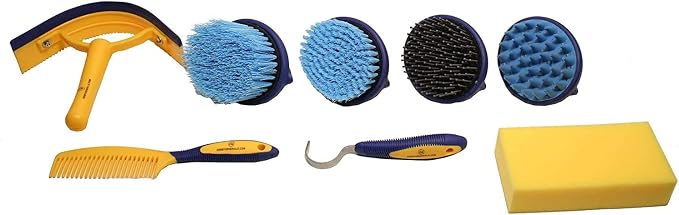Derby Originals 9Piece Horse Grooming Set with Matching Nylon Carry Bag - Available in 8 Fun Colors, Hot Pink & Pink