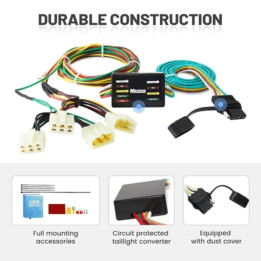 MECMO 4 Pin Trailer Wiring Harness for 1989-1995 Toyota Pickup & 1995-2004 Toyota Tacoma, 55379 Vehicle-Side 4 Prong Towing Hitch Wire for Trailer Light Hook Up, Plug & Play 4 Way Flat T-Connector