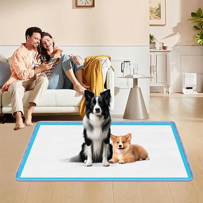 Pee Pad Holder for Dogs 40''x28'' Silicone Puppy Pee Pad Tray, Blue | Extra Large Dog Potty Tray Leak-Proof, High Edge, No Spill Training Pads for Floor Protection, No Pee Pads