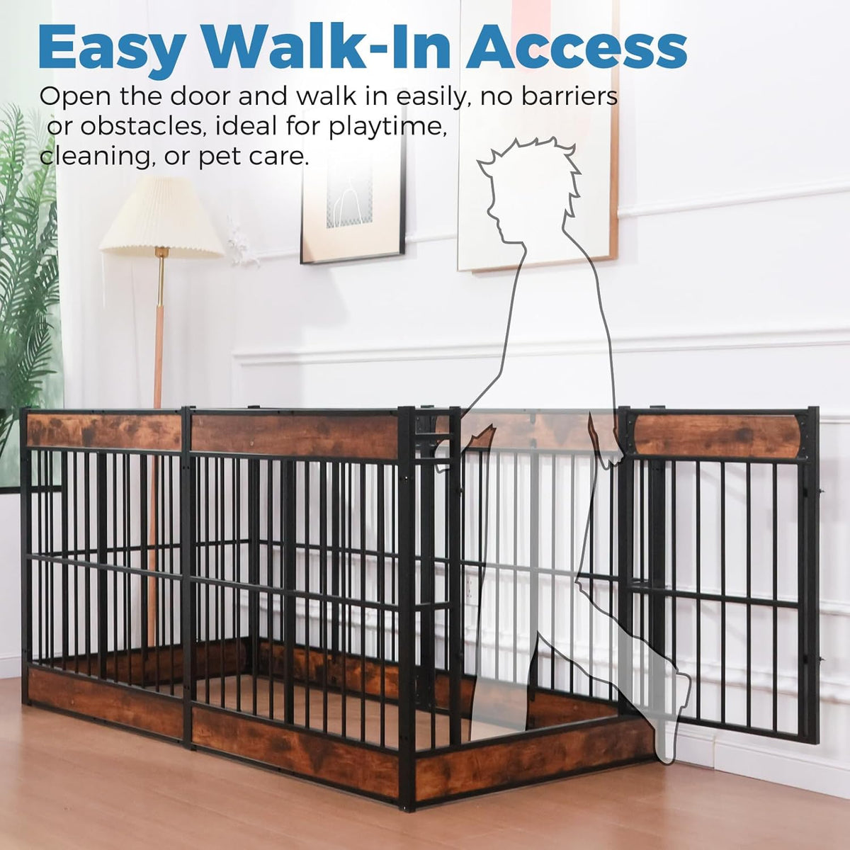 Dog Playpen, 31.5" Height Dog Pen Indoor, Heavy Duty, Safe and Sturdy, Furniture Style Puppy Pen (12 Panels (31.5" High), Rustic Brown)
