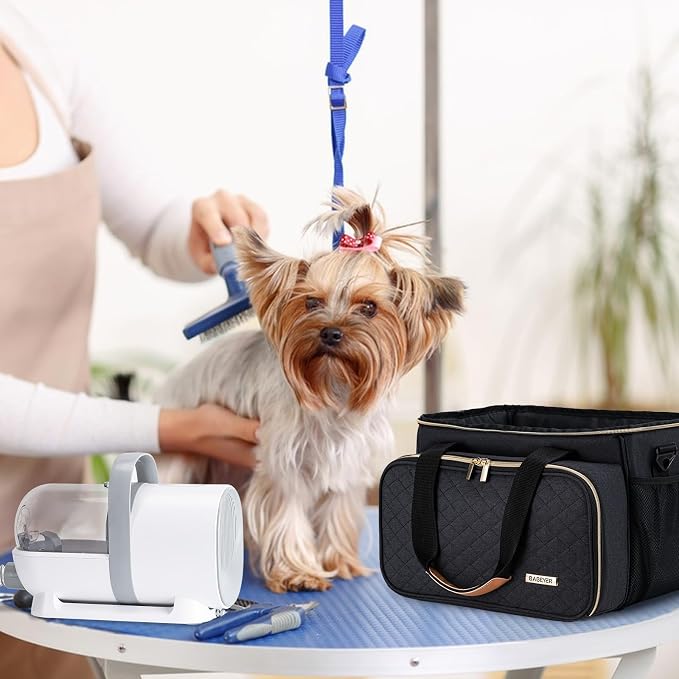 Dog Grooming Vacuum Bag, Pet Grooming Kit Bag Perfect for Dog Hair Vacuum & Grooming Tool Kit Accessories- Black
