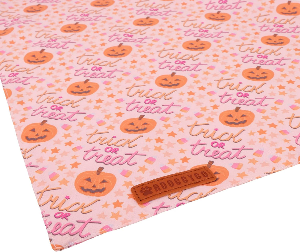 ADOGGYGO Halloween Dog Bandana, Pink Pumpkin Ghost Scarf, Adjustable Fit Female Halloween Bandanas for Large X-Large Dogs Pets (X-Large)
