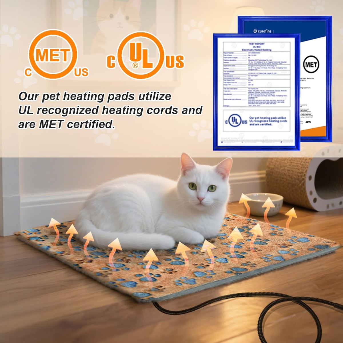 Large Dog Heating Pad 36×24 in for Dogs Smart Thermostat,Whelping Box for Dogs Metal Tube Waterproof Shell with Plush Cotton Cover Puppy Whelping Supplies -Apricot