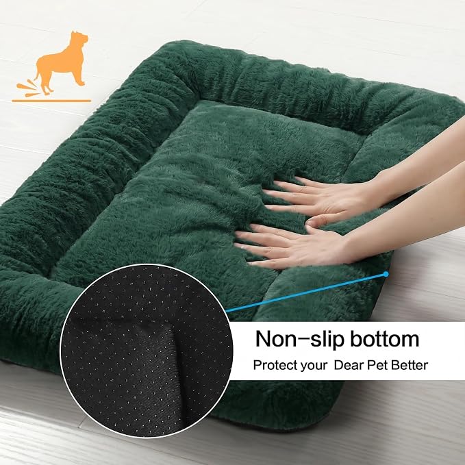 Dog Crate Pad Washable Dog Bed for Crate Medium Cozy Mat 36-Inch Green | Ultra Soft Kennel Pad,Anti-Slip Bottom,Fits for Most Metal Crates,Comfortable Sleeping Pet Mat