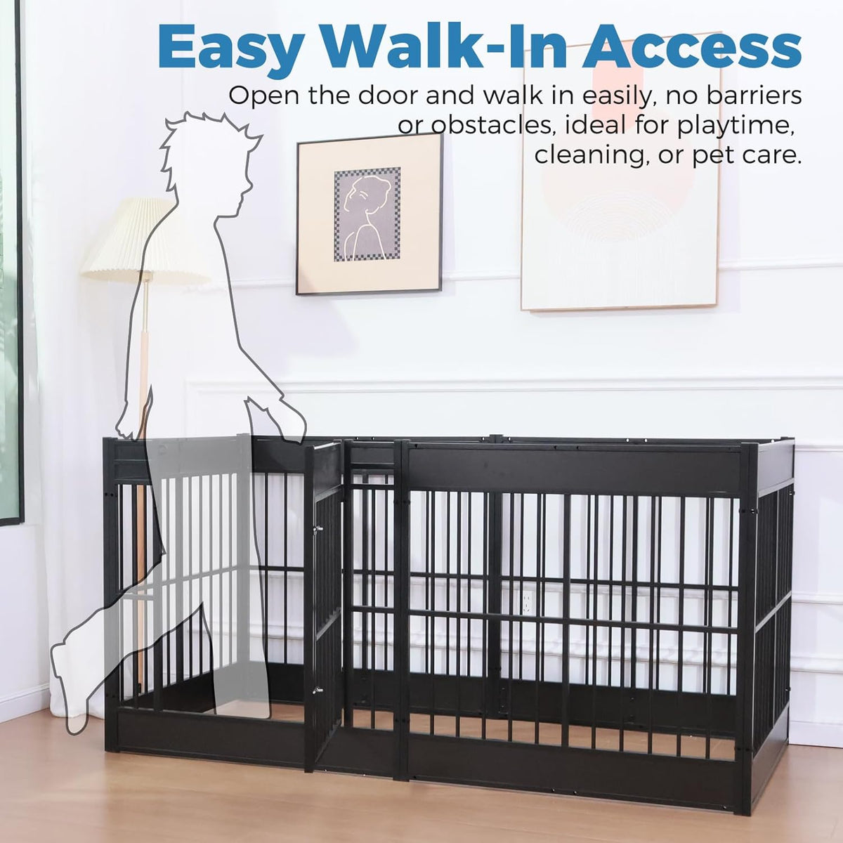 Dog Playpen, 35.4" Height Dog Pen Indoor, Heavy Duty, Safe and Sturdy, Furniture Style Puppy Pen (12 Panels (35.4" High), Black)