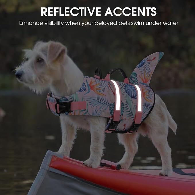 Shark Dog Life Vest for Swimming, Pet Life Vests for Boating, High Buoyant DogLife Jacket, Ripstop High Flotation Swimsui for Small, Medium, Large Dogs (HawaiiPink,XXL)