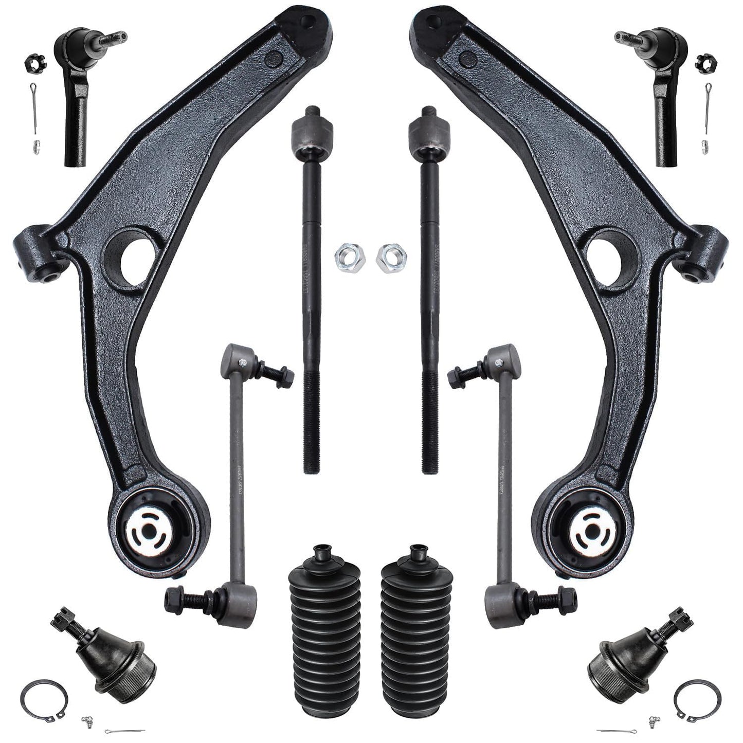 Detroit Axle - Front 12pc Suspension Kit for 09-15 Dodge Journey 2009 2010 2011 2012 2013 2014 2015, 2 Lower Control Arms 2 Lowe