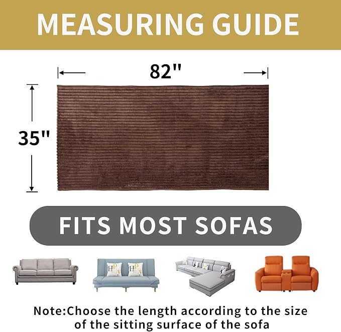 HAOMAIJIA Waterproof Couch Cover for Dogs Washable,Faux Fur Pet Couch Covers for Sofa,Soft Dog Bed Cover Non-Slip Couch Covers for 3 Cushion Couch Sofa Pet Friendly (Brown, 35" x 82" 1 Pack)