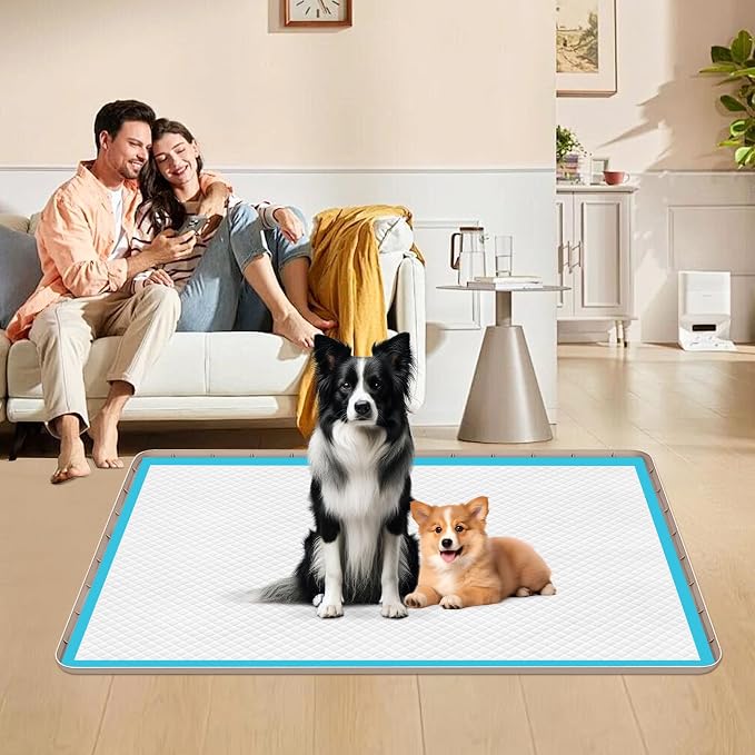Pee Pad Holder for Dogs 50''x35'' Silicone Puppy Pee Pad Tray, Khaki | Extra Large Dog Potty Tray Leak-Proof, High Edge, No Spill Training Pads for Floor Protection, No Pee Pads