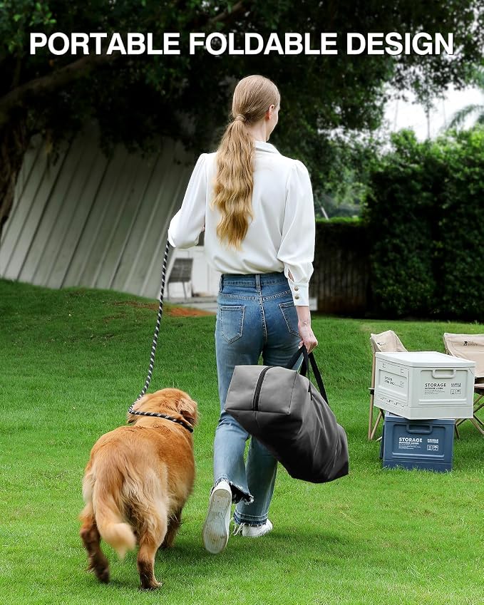 Veraste 24" Soft Collapsible Travel Dog Crate for Small Medium Pets,Grey | 4-Door Foldable Travel Crate,breathable mesh, foldable with storage bag