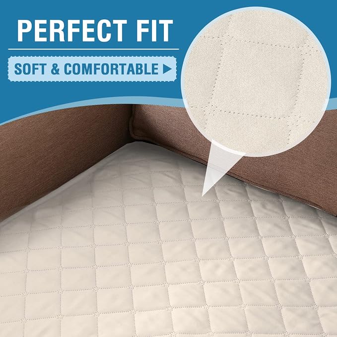 H.VERSAILTEX Couch Cover for Dogs Washable 100% Waterproof Sofa Cushion Cover Dog Bed Cover Non-Slip Pet Blanket for Sofa Cushion Protector, 35" x 74", Ivory