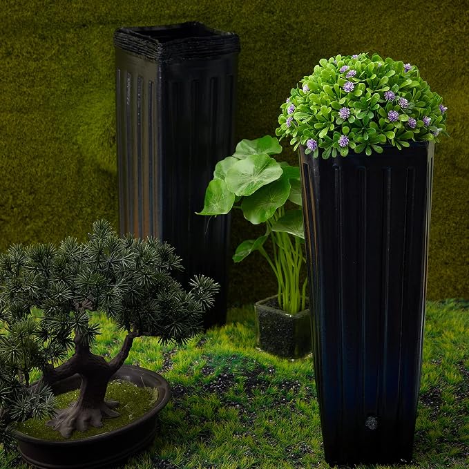 Nuenen 600 Pcs Tall Pot Plastic Deep Plant Nursery Pots Black Seedling Flower Plant Container with Drainage Holes for Indoor Outdoor Gardening (11.8" H X 3.9" W)