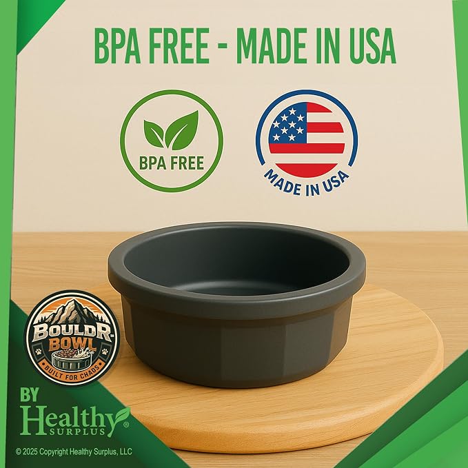 Pet Crock Bowl - 2 Pack – Thick Durable Plastic (Green, 96oz Jumbo) Non-Tip Food & Water Dish for Dogs, Cats - Indoor/Outdoor - Chew Resistant, Easy Clean BouldrBowl from Healthy Surplus®