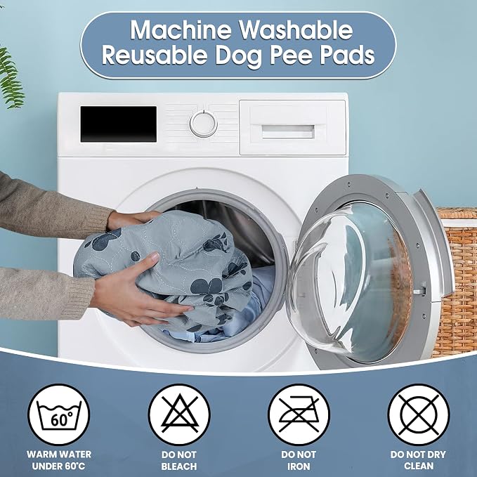Washable Puppy Pads for Dogs 2 Packs 24’’ x 30’’ Reusable Pee Pads for Dogs Waterproof Heavy Absorbent Puppy Training Pads for Indoor Dog Mats