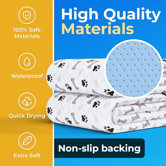 Washable Pee Pads for Dogs - Waterproof Reusable Puppy Pads with Anti-Slip Backing, Pet Training Pad for Puppy Playpen, Crate, Whelping Box, Potty Training (Pack of 2 - 48x48)