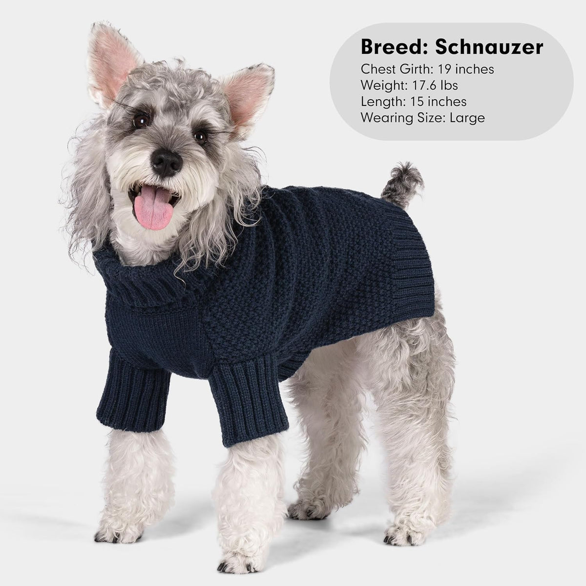 cyeollo Warm Small Dog Sweater, Knit Cold Weather Doggy Sweaters for Small Dogs Boy Pullover Winter Dog Clothes with Turtleneck for Indoor & Outdoor Wear, Navy M