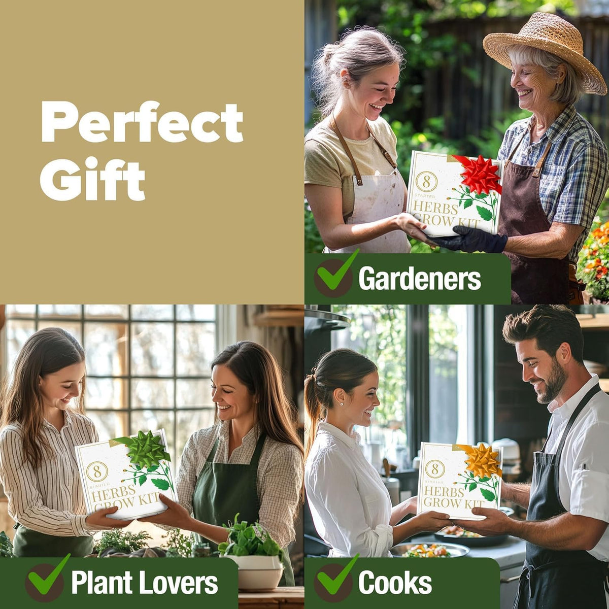 HOME GROWN ๐ฃ๐ฅ๐๐ ๐๐จ๐ ๐๐๐ฅ๐ ๐๐๐ง 8 Herb Seeds Garden Kit, Complete Indoor Planter Gift with Basil Cilantro Mint & More, Unique Kitchen Growing Set for Women Men, Birthday Housewarming Present