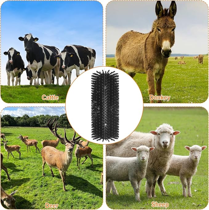 Livestock Scratching Brush Goat Scratcher Full Massage Grooming Brush with 16 Screws for Cattle, Sheep, Horses, Pigs