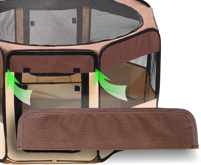 Pawer 45”×24” Pet Playpen Personalize Embroidery Piece, Brown Color