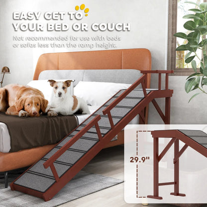 PawHut Wooden Dog Ramp With Removable Guardrails, Non-Slip Surface,