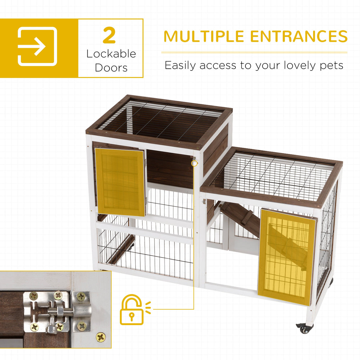 Wooden Rabbit Hutch Elevated Bunny Cage
