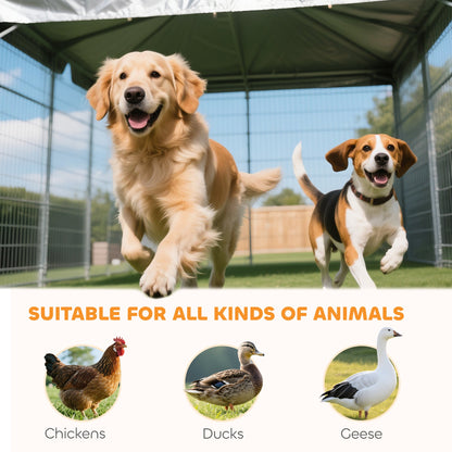 Outdoor Dog Kennel w/ Adjustable & Rotatable Bowl Rack, Waterproof UV-Resistant Cover, Secure Lock, 19.7 x 7.5 x 7.5