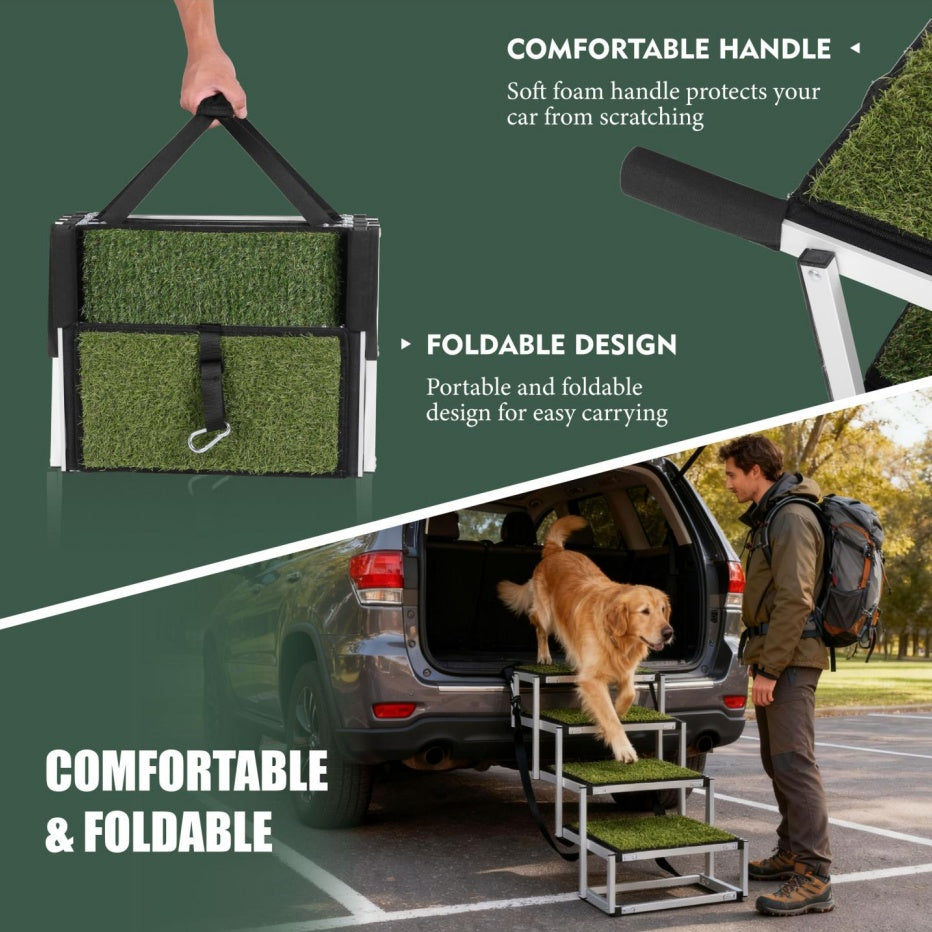 Foldable Dog Ramp For Cars, SUVs, Trucks, Portable Pet Dog Stairs For Large Dogs With Non-Slip Surface & Reinforced Design, Lightweight Yet Sturdy Supports Up To 250lbs