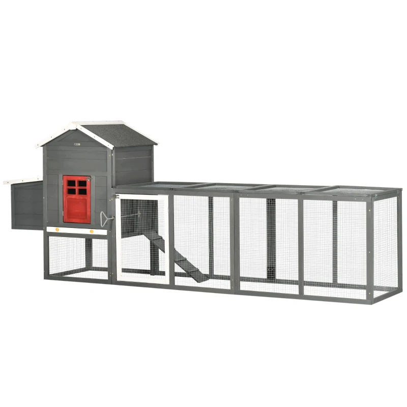 Extra Large Chicken Coop With Asphalt Roof, Wooden Hen Run With Slide-Out Tray And Nesting Box, Chicken Hutch For 3-6 Chickens, GrayMultiple Packages