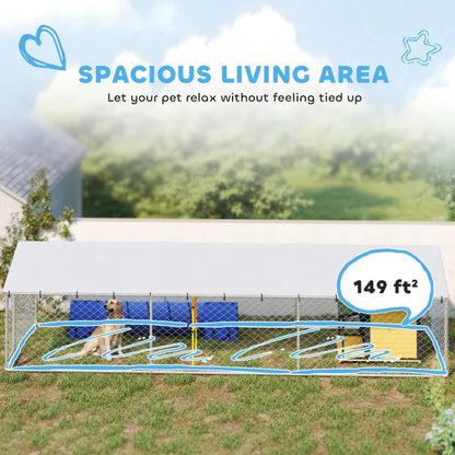 PawHut 20' X 7.5' X 5' Dog Kennel Outdoor For Large Dogs With Waterproof Roof, Silver,For Multiple Parcels Of Goods, Please Pay Attention To The Detailed Dimensions And Weight