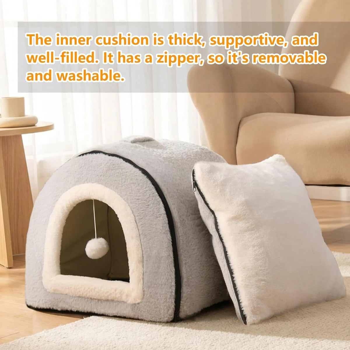 Cat Bed For Indoor Cats Foldable Cat Cave Anti-Slip Water-Resistant Bottom Cat Houses For Indoor Cats Or Small Dogs Kitten Tent