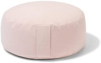 Organic Round Meditation Cushion by renoo - Durable Comfortable Cotton, Linen, Hemp - Modern Zafu - Buckwheat Floor Pillow Yoga Bolster in 15 Colors Removable Cover - 15 inches - Dawn