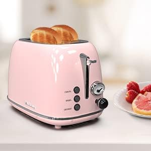 Toaster 2 slice, Retro Stainless Steel Toaster