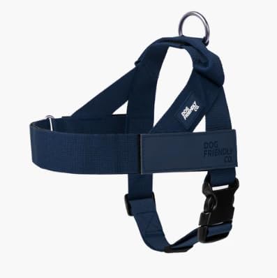 Dog Friendly Co. Dog Harness for Large Breeds (Navy, Extra Large) | One Click Buckle, Chafe Resistant Webbing, Adjustable Neck & Chest, and Heavy Duty D-Ring, Sturdy Comfortable and Easy to Use