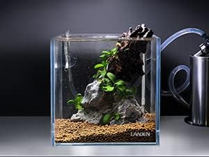 LANDEN 25C 3.7 Gallon Cube Rimless Low Iron Aquarium Tank, W9.84×D9.84×H9.84 in(25x25x25cm) 5mm Thickness with Nano Foam Leveling Mat Included