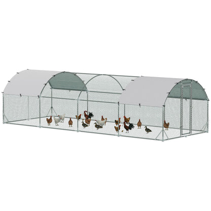 Large Metal Chicken Coop with Waterproof and Anti-UV Cover for Yard, Outdoor, Duck, Rabbit, 9.2 x 24.9 x 6.5