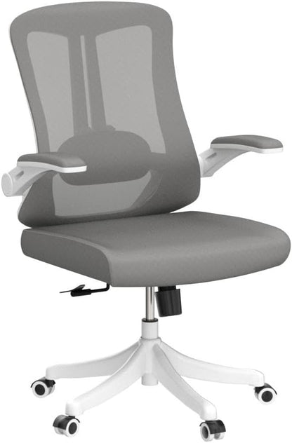 Office Chair, Ergonomic Comfort Home Desk Chair, Mid Back Gaming Chair with Wheels, Adjustable Height, Lumbar Support, Flip-up Armrest with 350LBS Capacity