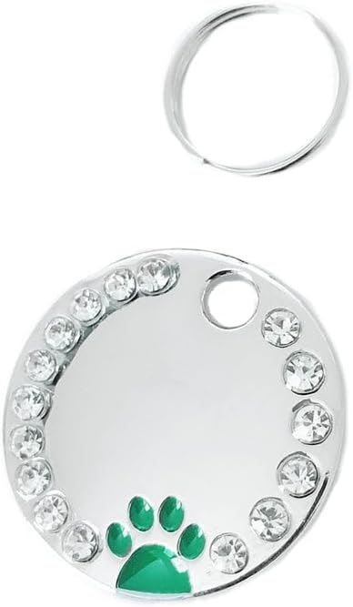 Personalized Dog/Cat Cute Paw Pet ID Tag with Unique Laser Engraving Name and Phone Number for Pet Collar or Key Chain (Green)