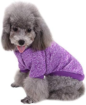 Jecikelon Dog Clothes Dogs Sweater Soft Puppies Clothing Winter Puppy Sweaters Warm Outfit for Dogs Small XXS XS Cat Apparel (Purple, XS)