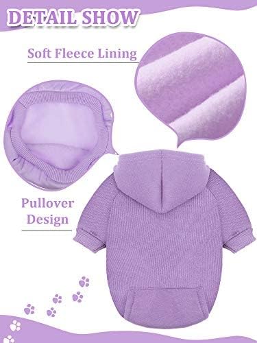 6 Pieces Dog Hoodie Dog Clothes Sweaters with Hat, Pet Winter Clothes Warm Hoodies Coat Sweater for Small Dogs Chihuahua (M)