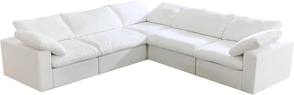 JACH V-Shaped Couch Sectional for Living Room, 5-Seats Modular Convertible Sectional Sofas Couches, Couch Cushion Covers Removable, Cloud Sofa for Living Room, Apartment (White)