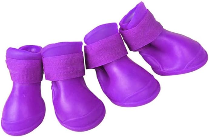 4Pcs Silicone Dog Boots, All Weather Non Slip Dog Rainshoes Boots Shoes for Hot Pavement, Snow, Mud, and Rain (S)