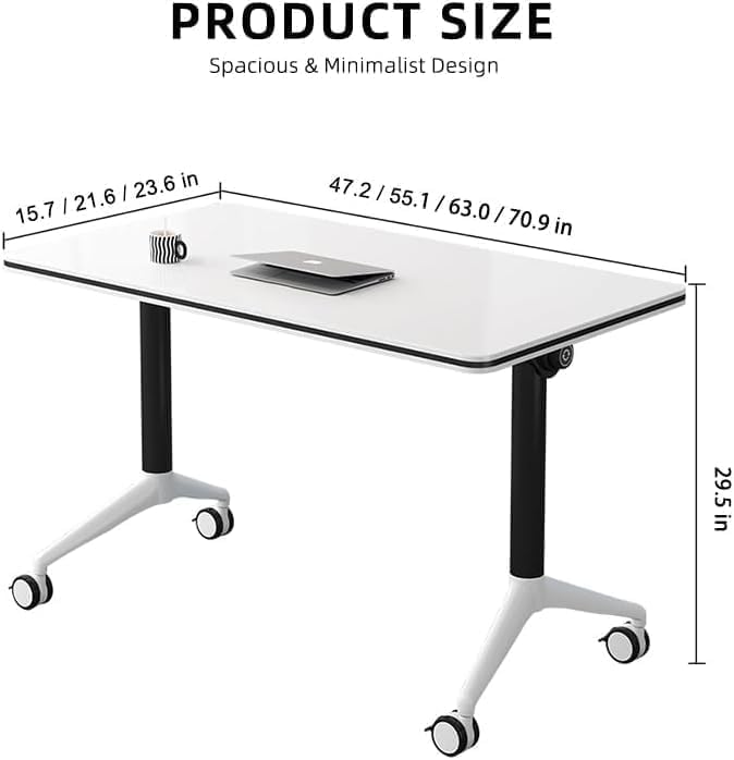 JQUZPCV Conference Table Foldable Meeting Tables, Mobile Training Table with Wheels, Flip Top Rolling Seminar Meeting Table for Office,Meeting Room,classr (Dark Walnut, 47.2×23.6×29.5in)