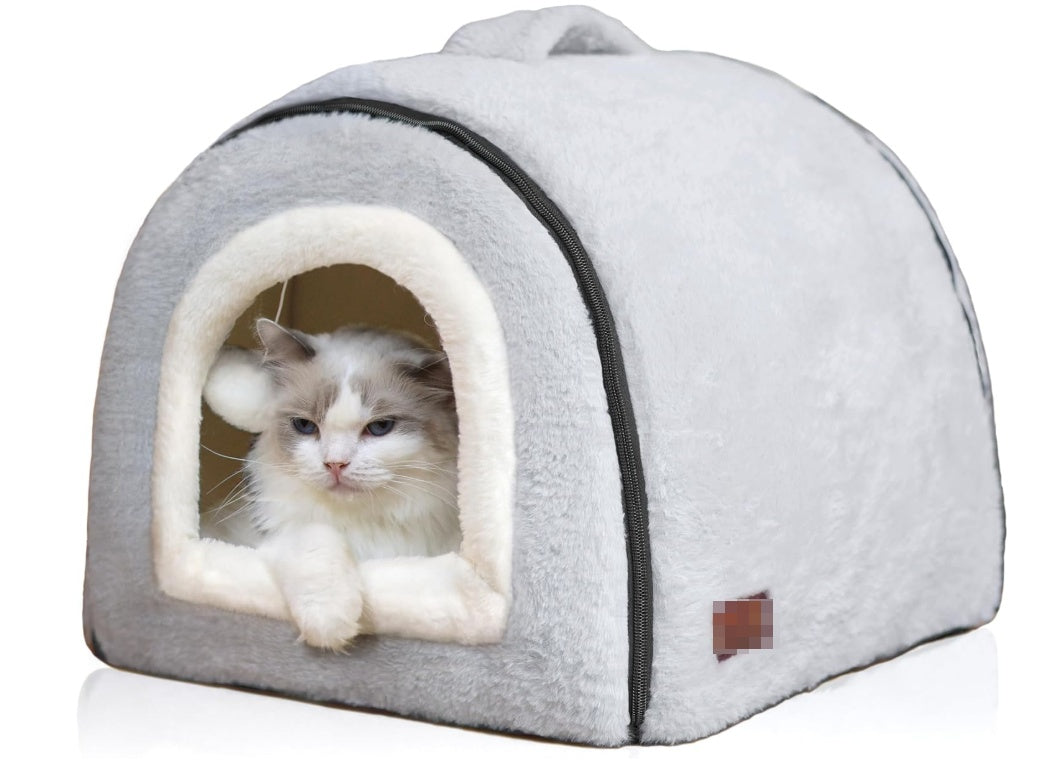 Cat Bed For Indoor Cats Foldable Cat Cave Anti-Slip Water-Resistant Bottom Cat Houses For Indoor Cats Or Small Dogs Kitten Tent