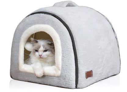 Cat Bed For Indoor Cats Foldable Cat Cave Anti-Slip Water-Resistant Bottom Cat Houses For Indoor Cats Or Small Dogs Kitten Tent