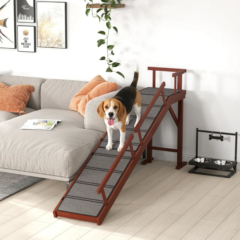 PawHut Wooden Dog Ramp With Removable Guardrails, Non-Slip Surface,