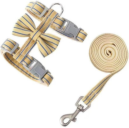 Butterfly Bow Tie Cat Harness and Leash Set - Adjustable, Escape-Proof, Breathable Kitten Vest with Cute Design for Small Cats & Indoor/Outdoor Safety Yellow XS